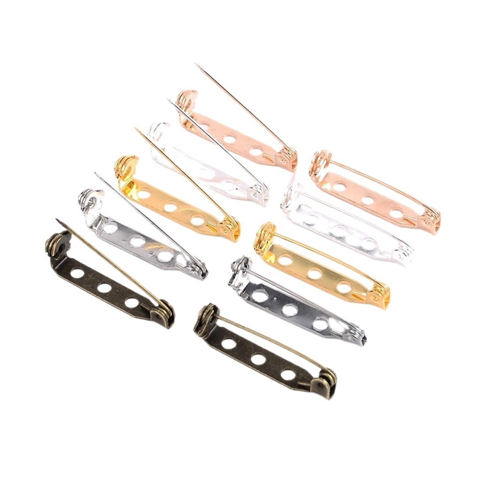 Pins for Clothes, 30Pcs/lot 20 25 32mm Double Brooch Clip Base Pins Blank for DIY Jewelry Making Supplies(Mixed,32mm-30pcs)