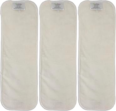 EcoAble Diaper Booster Pads Snap-in Rayon Inserts for Cloth Diapers | Add Absorbency | Reusable & Trim Fit Size 3 / Inserts ONLY, 3-Pack