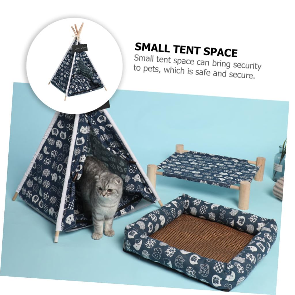 SUPVOX Tente pour Chien Abri Pratique pour Animaux de Compagnie Lavable en Lin avec Structure en Bois Facile à Nettoyer et Protège Lumière Intérieur et Extérieur