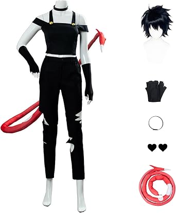 SHIKI Anime Boss Loona Millie Cosplay Costume Tops Pants Tail Women Goth Black Uniform Gothic Halloween Outfit L-Millie2