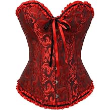 Corset Tops for Women Overbust Bustier Lace Up Strapless Renaissance