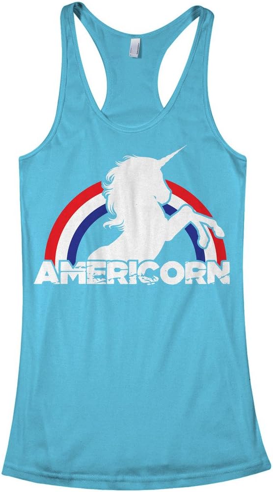 Threadrock Women's Americorn American Unicorn Racerback Tank Top