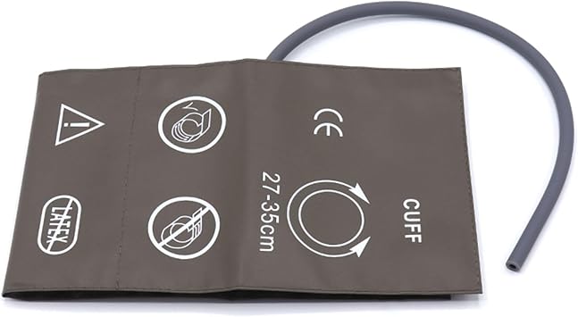 skmeditec Blood Pressure PU Cuff with Single Tube for Adult 27-35 cm, Reusable Brown Replacement NIBP Cuff, No BP Connector