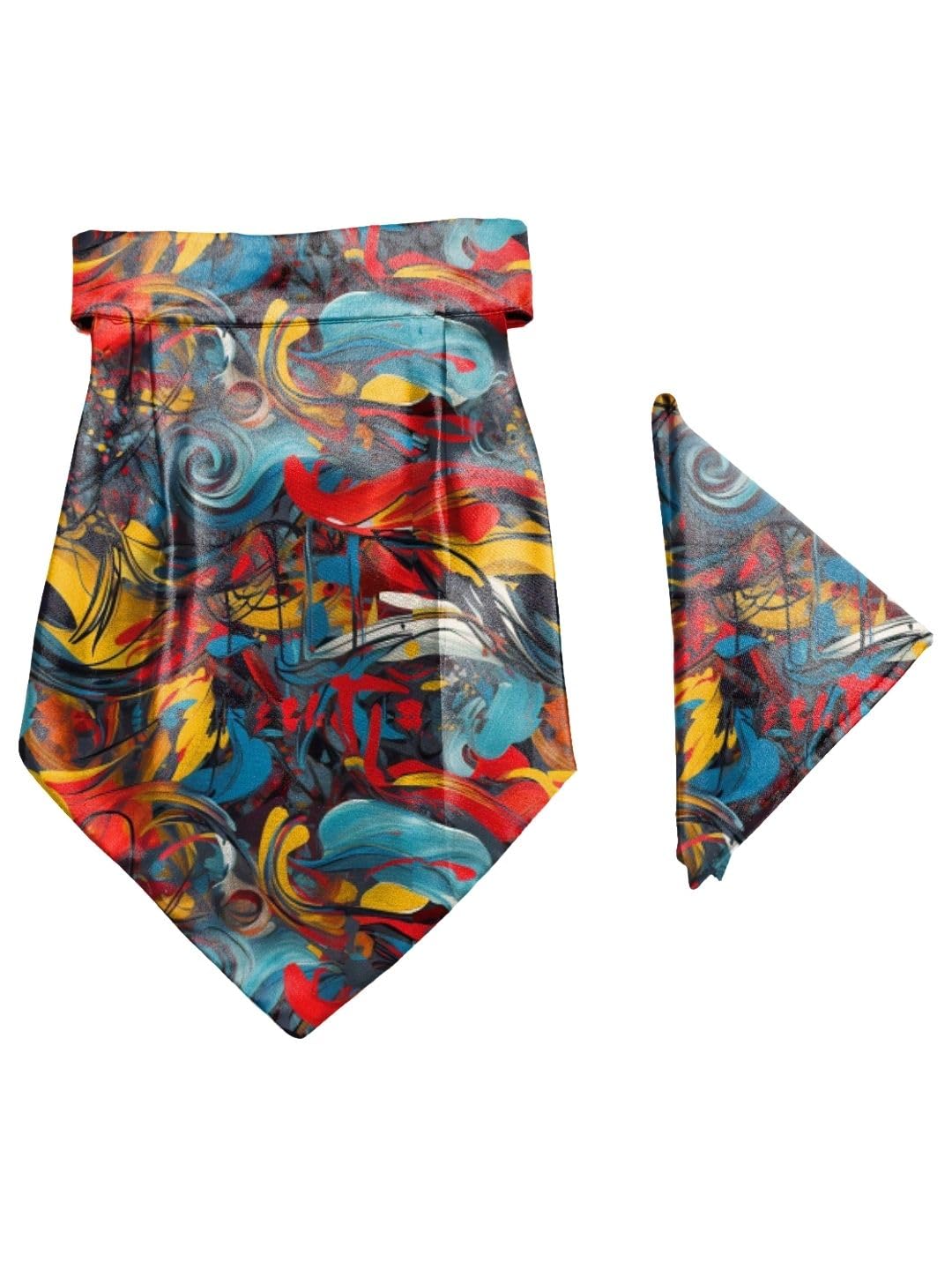 blacksmith Bold & Bright Abstract Printed Cravat and Macthing Pocket Square for Men-picture-10