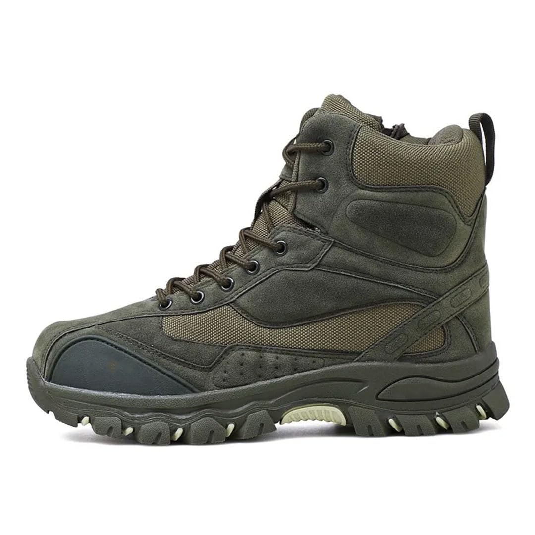 Botas tácticas de combate para hombre, de piel, para caza, senderismo, camping, montañismo, invierno, zapatos de trabajo
