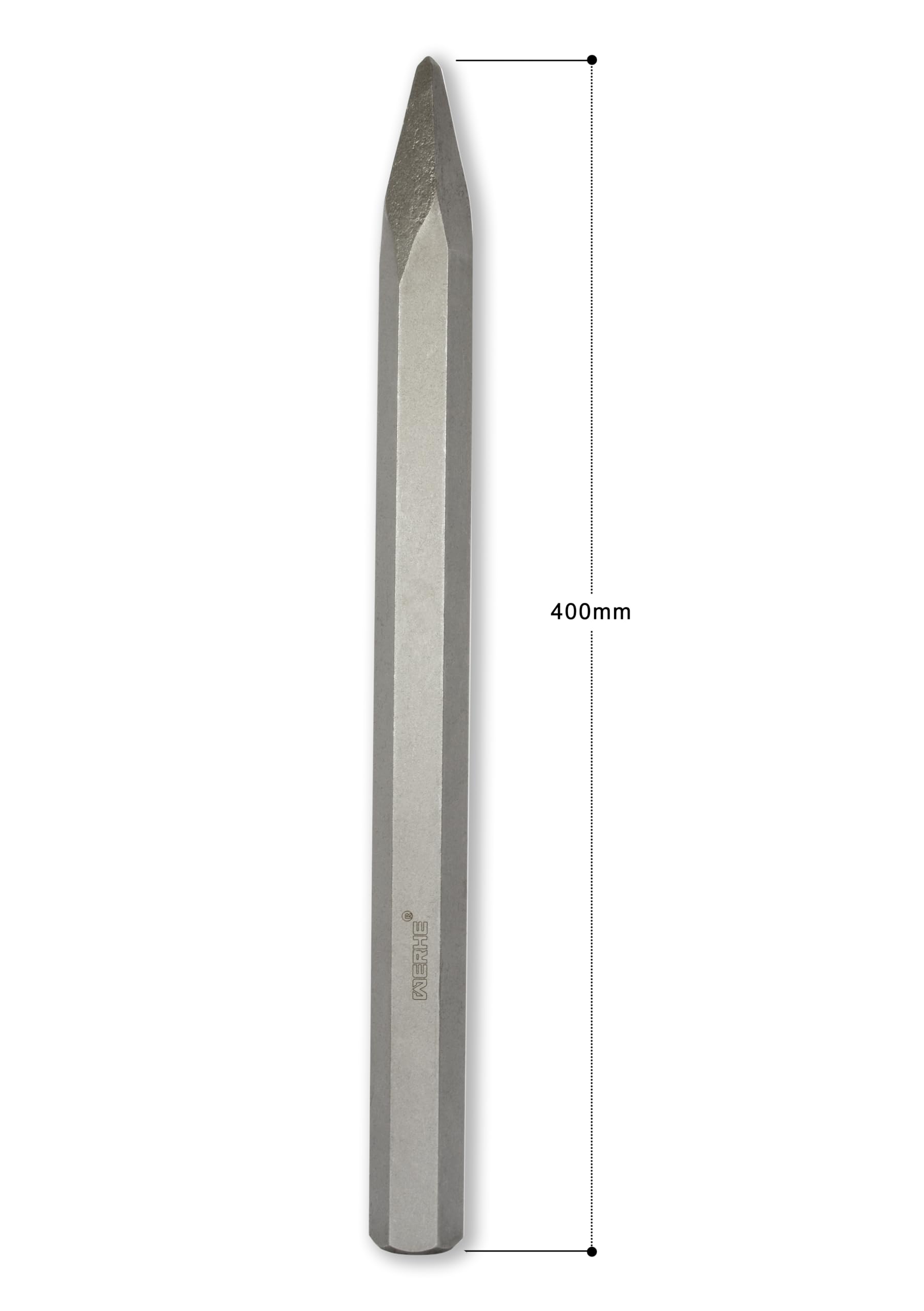 WERHE Scalpello a punta 28x400mm – Acciaio robusto per martello demolitore – Attacco esagonale HEX28 – Compatibile con i modelli più comuni – Qualità professionale per calcestruzzo e muratura