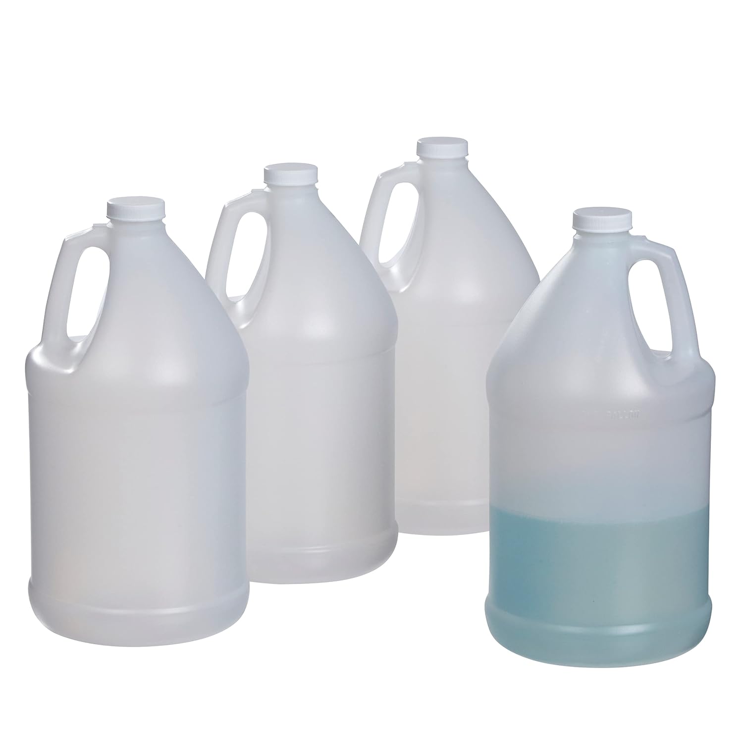 Hudson Exchange HDPE Plastic Jug with Caps, Natural, 1 gal, Round, 32 Piece