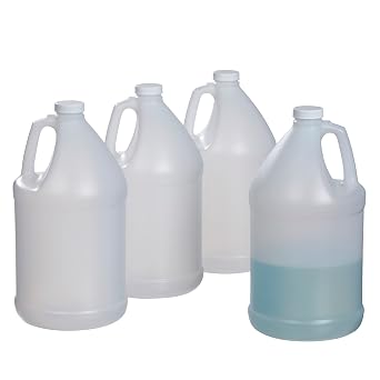 Hudson Exchange - 1066900 1 Gallon Round Plastic Jug with Cap, HDPE, Natural, 4 Pack
