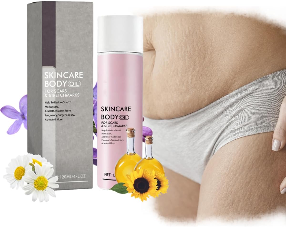 Lichaamsolie tegen zwangerschapsrimpels, lichaamsoliën tegen littekens, zwangerschapslijnen, huidverzorgingsolie, bodyolie, hydraterend, repareert gevoelige huid en gladde lichaamshuid (120 ml)