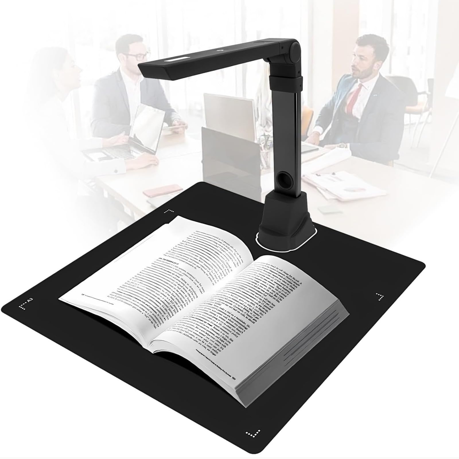 Cámara De Documentos De Libro De 13MP, Escáner De Documentos Portátil | Luz de relleno de tres velocidades y recorte/enderezamiento, conversión de Word PDF TXT para oficina y enseñanza