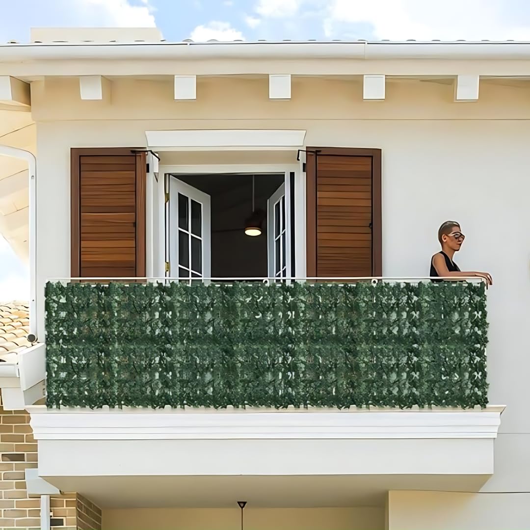 Haie Artificielle Vert Clair 1x3 Mètres 50 Colliers Brise Vue Balcon Lierre Artificiel Cloture Jardin Exterieur 90% Privacy