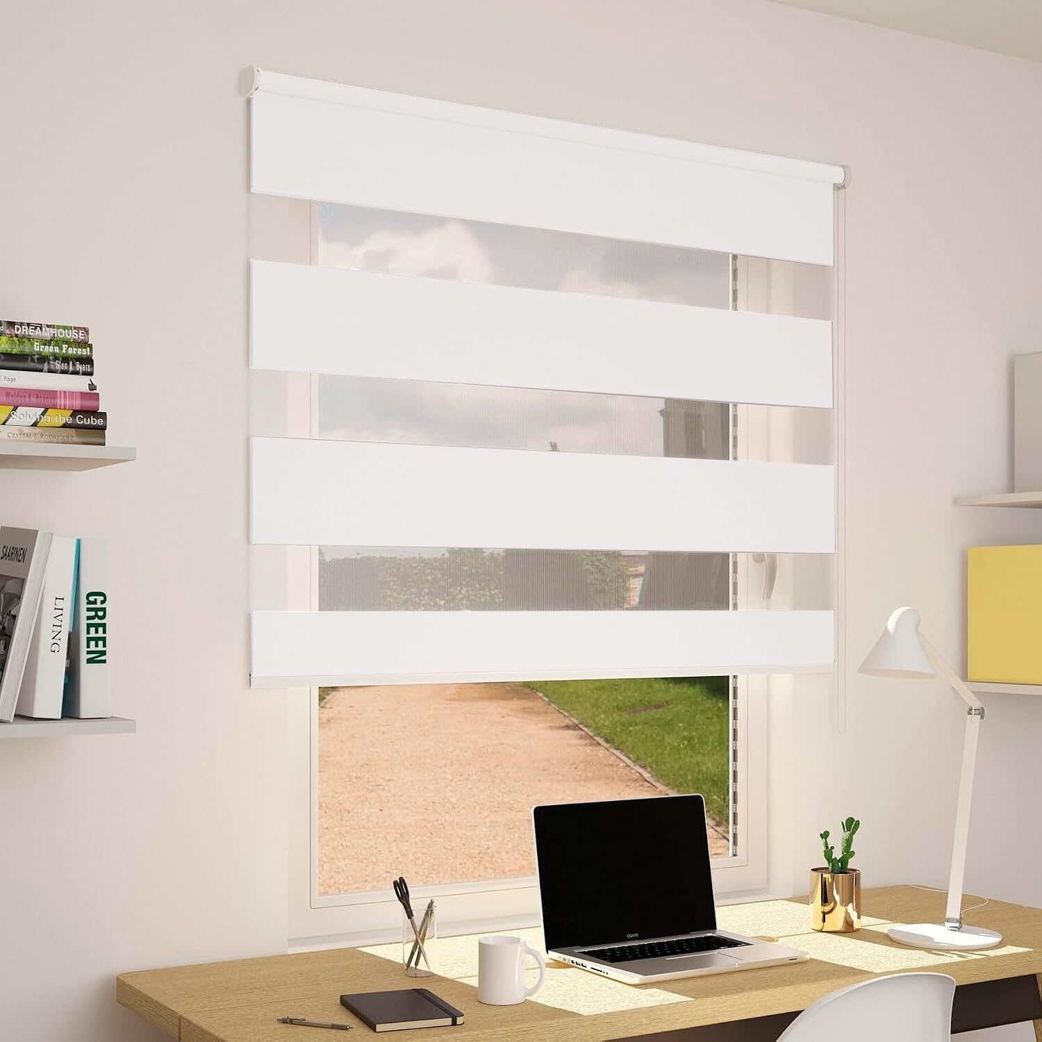 Store enrouleur fenêtre porte intérieure maison bureau kit montage mural cadre sans trous 200 x 180 cm blanc