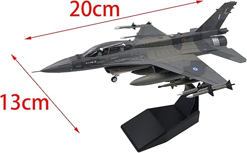 Miniatura 3 de Peleador fundido a presión a escala 172 F16D con 2 soportes de exhibición, decoración de escritorio, coleccionables, modelo de avión para gabinete