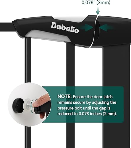 Miniatura 8 de BABELIO Puerta estrecha para bebé de 26 a 28.5 pulgadas, fácil de instalar, puerta para mascotas de cierre automático para escaleras y puertas