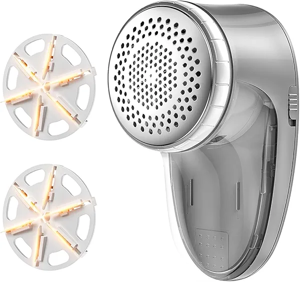 Ruidla Fabric Shaver Lint Remover, Sweater Shaver with Replaceable Stainless Steel 6-Leaf Blades, Fabric Defuzzer for Clothes Fuzz, Lint Balls - Battery Operated