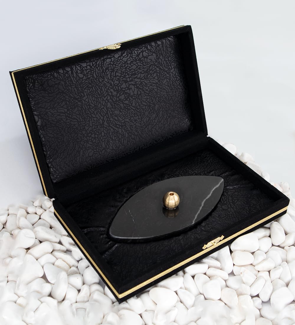 Sermo Ovoid Marble Incense Holder Burner (Night - Black)