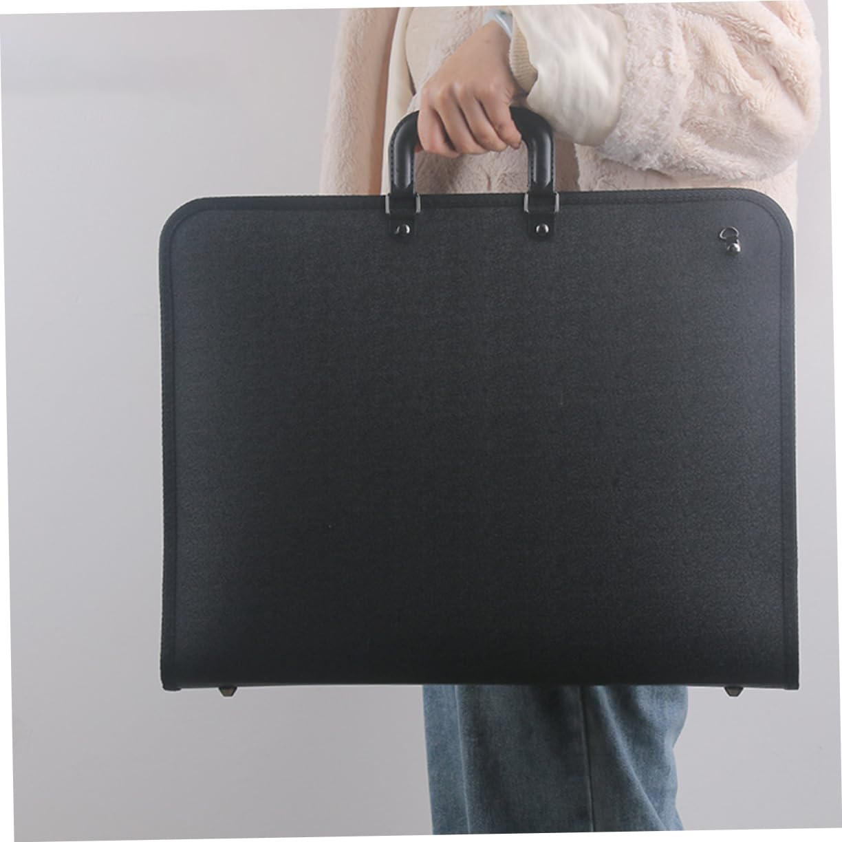SHINEOFI Carpeta Dibujo para Artistas, Bolsa de Almacenamiento de Arte Negra en Tejido Oxford 600d, Ligera Asa, Adecuado para Transportar Obras