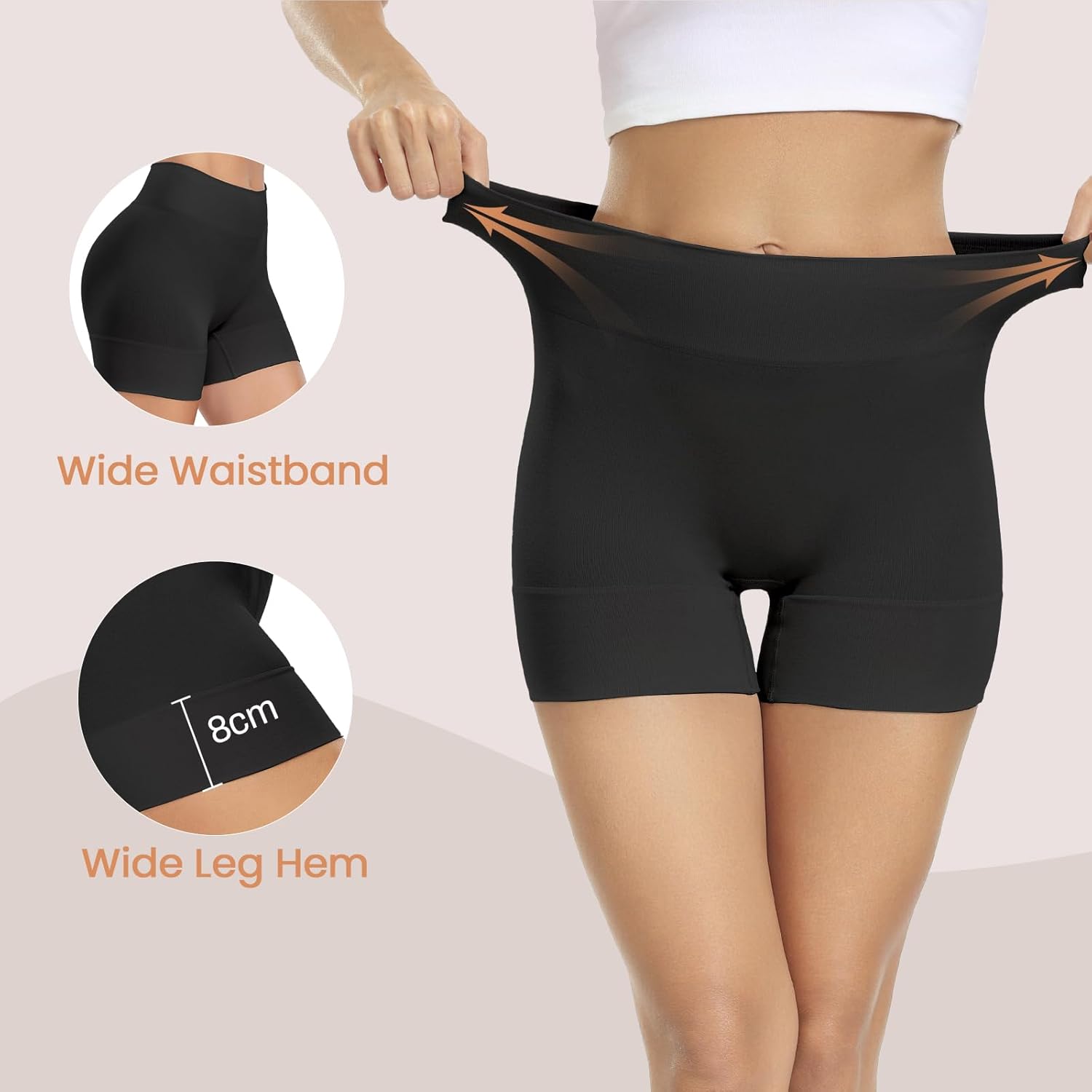 BESTENA 3 Pack Slip Shorts for Under Dress Anti Chafing Shorts Boyshorts Panties for Women - Image 3