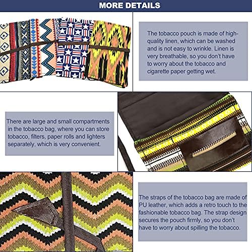 LYTIVAGEN 1 PCS Tobacco Pouch Linen Tobacco Case Vintage Cigarette Case Multifunctional Cigarette Holder Case Portable Smoking Mini Wallet for Cigarettes Rolling Tobacco Lighter (Random Style)