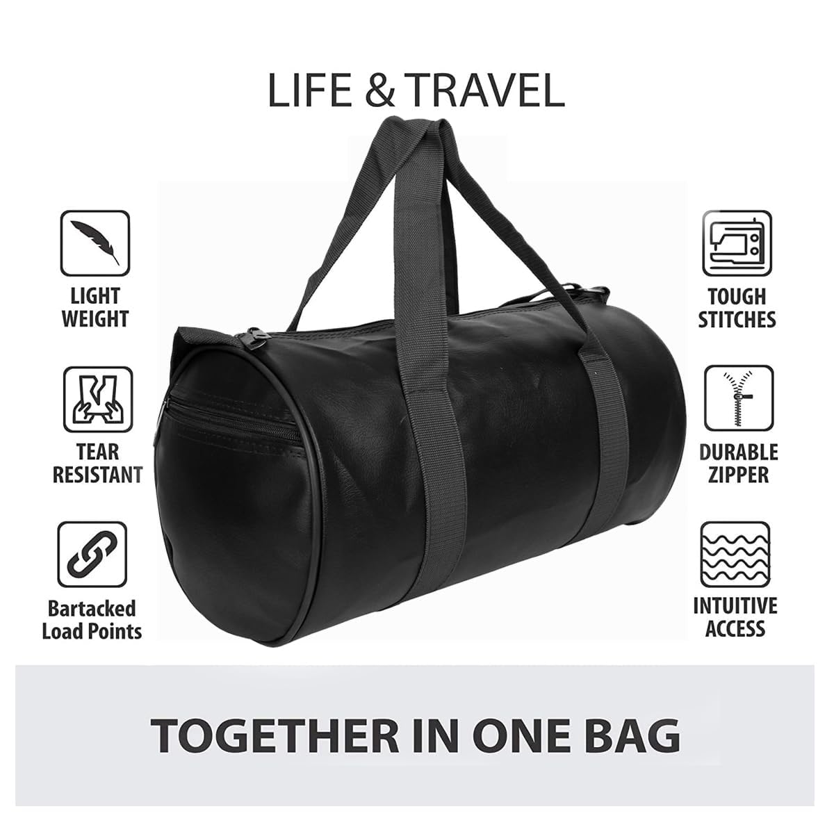 Pawells® Premium Gym Accessories Combo for Man and Woman Gym Kit for Home Workout with Gym Bag, Shaker, Rope, Wrist Band, Towel, Gloves, Deadlift Straps & Belt. Different Combos. (Pack of 5, Black)