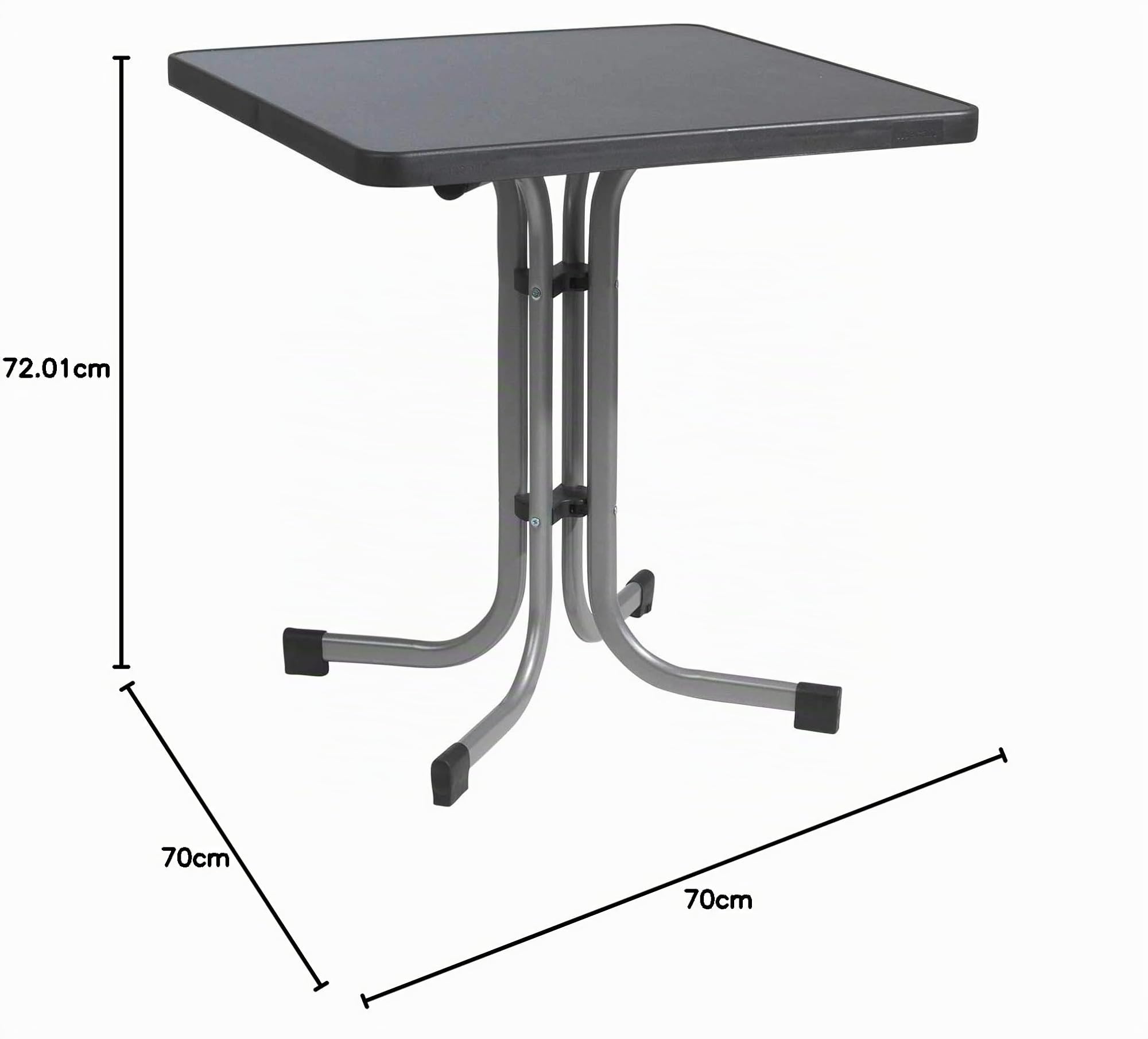 Gartentisch klappbar - für 4 Personen - 70 x 70 cm - Grau - Metall - Mecalit