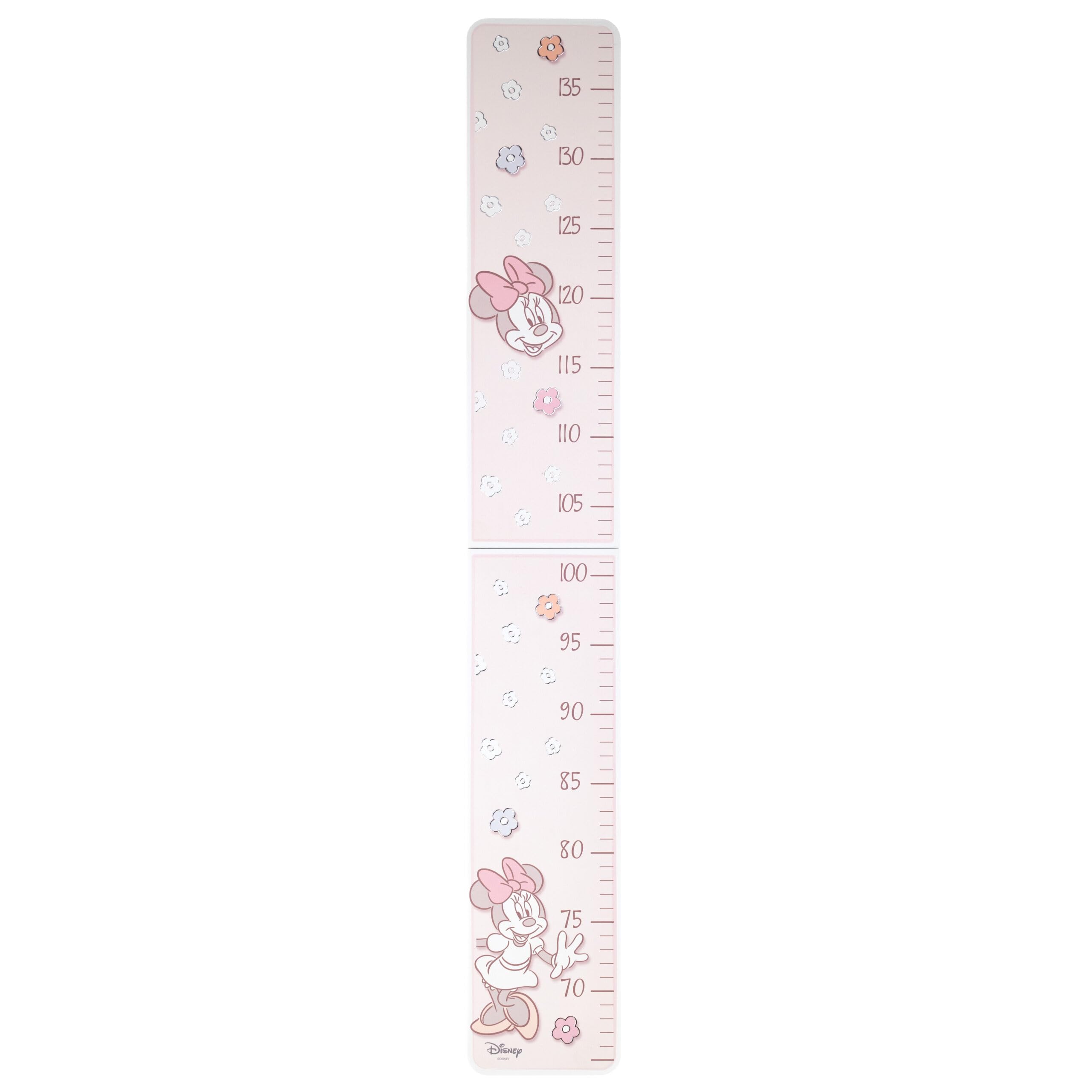 VALENTI & CO. - Disney Minnie Mouse - Children's Wall Ruler in Wooden with Silver Details - Perfect for Wall Decoration and Children's Room or as a Gift Idea for Baby Girl Birth