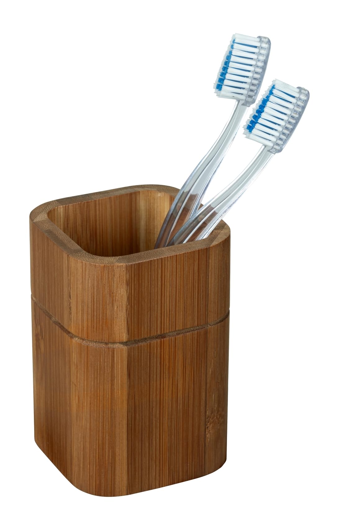 WENKO Zahnbürstenhalter Serro – Becher aus Bambus, Braun
