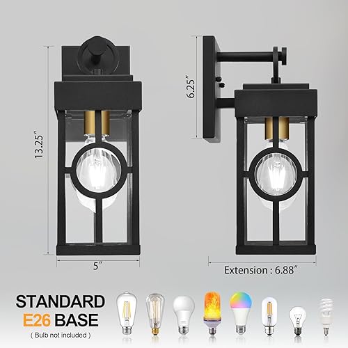 Miniatura 10 de ALVIME - Lámpara de pared para exteriores del anochecer al amanecer, faroles de pared exteriores, aplique de pared exterior de porche para entrada,