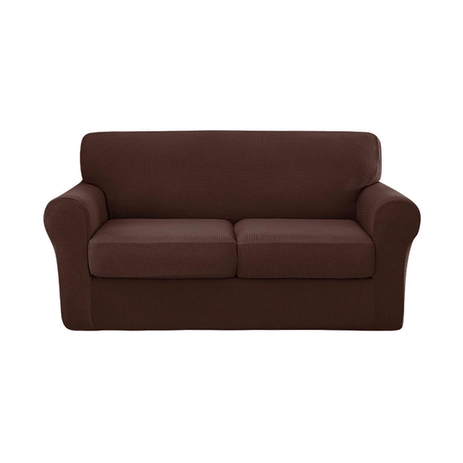 Housse de canapé extensible élégante teinte café foncé 2 places