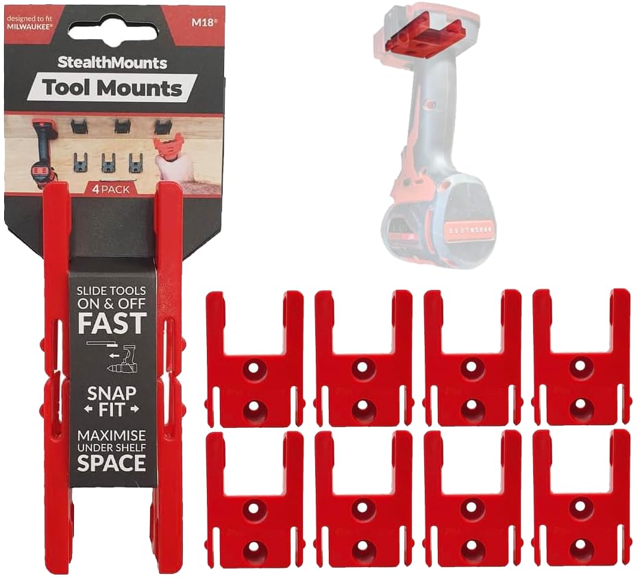 Porte-outils verrouillables M18 Milwaukee StealthMounts pour atelier - Lot de 8