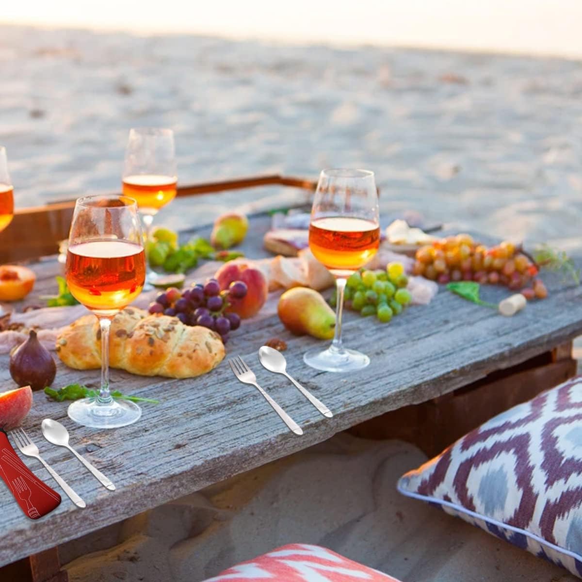 Camping Cutlery Set,Forreen 12 Pieces Outdoor Cutlery Set Stainless