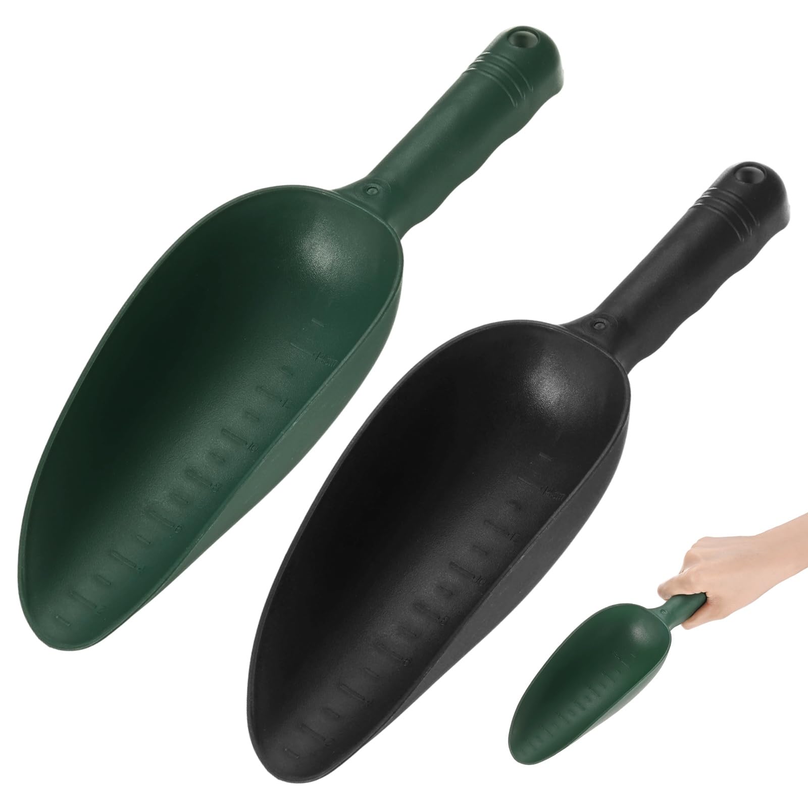 M METERXITY 2-Pack Garden Shovel Trowel Hand Shovels, 30cm/11.81 Inch Plastic Gardening Tools for Digging, Transplanting, Soil Loosening and Planting, Ergonomic Handle [Dark Green/Black]
