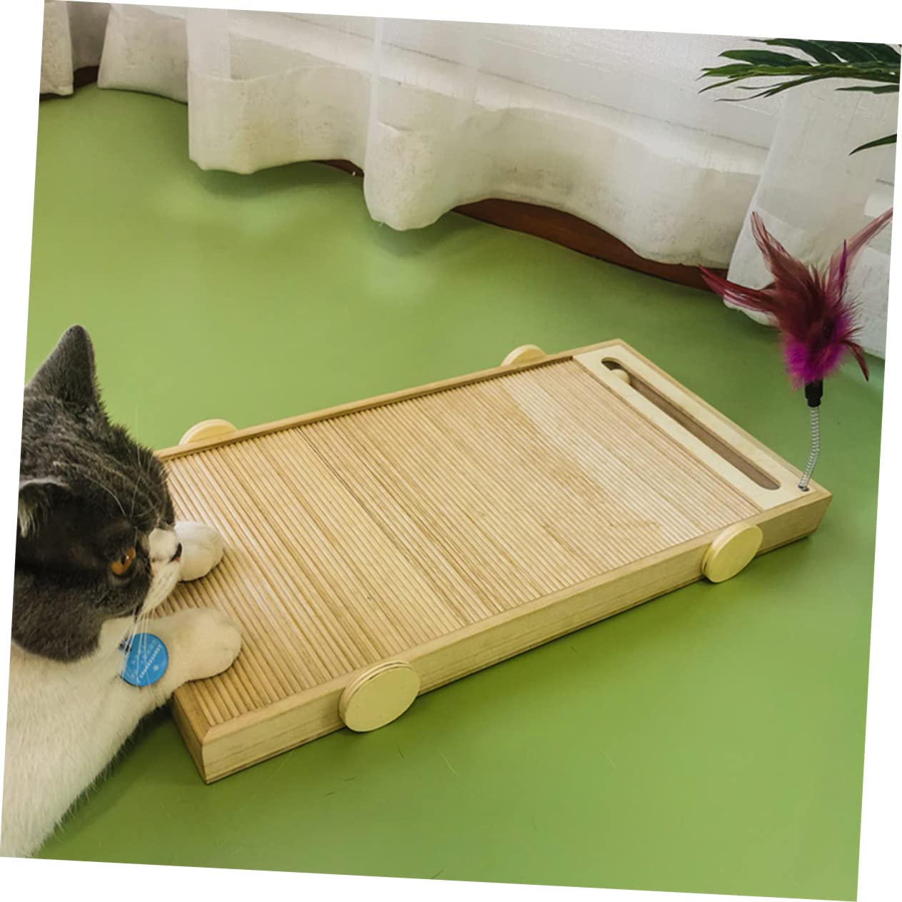 ERINGOGO Tiragraffi per Gatti in Legno, Gioco con Teaser, Board Creativo | Accessori per Animali Domestici, Mantiene Attivo Gatto, Adatto alla Sezione Pet Supply