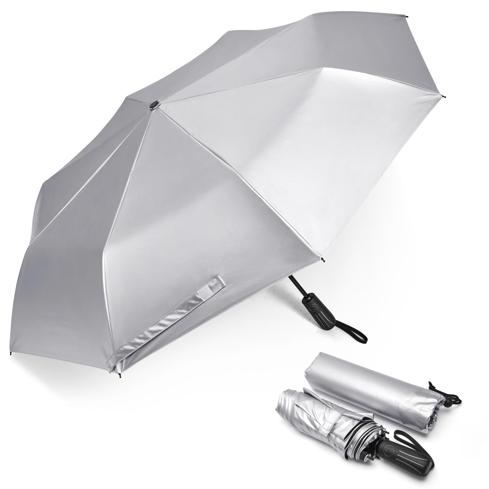 G4Free UPF 50+ UV Protection Large Travel Umbrella 46 Inch Double Layer Auto Open Close Windproof Sun Blocking Umbrella