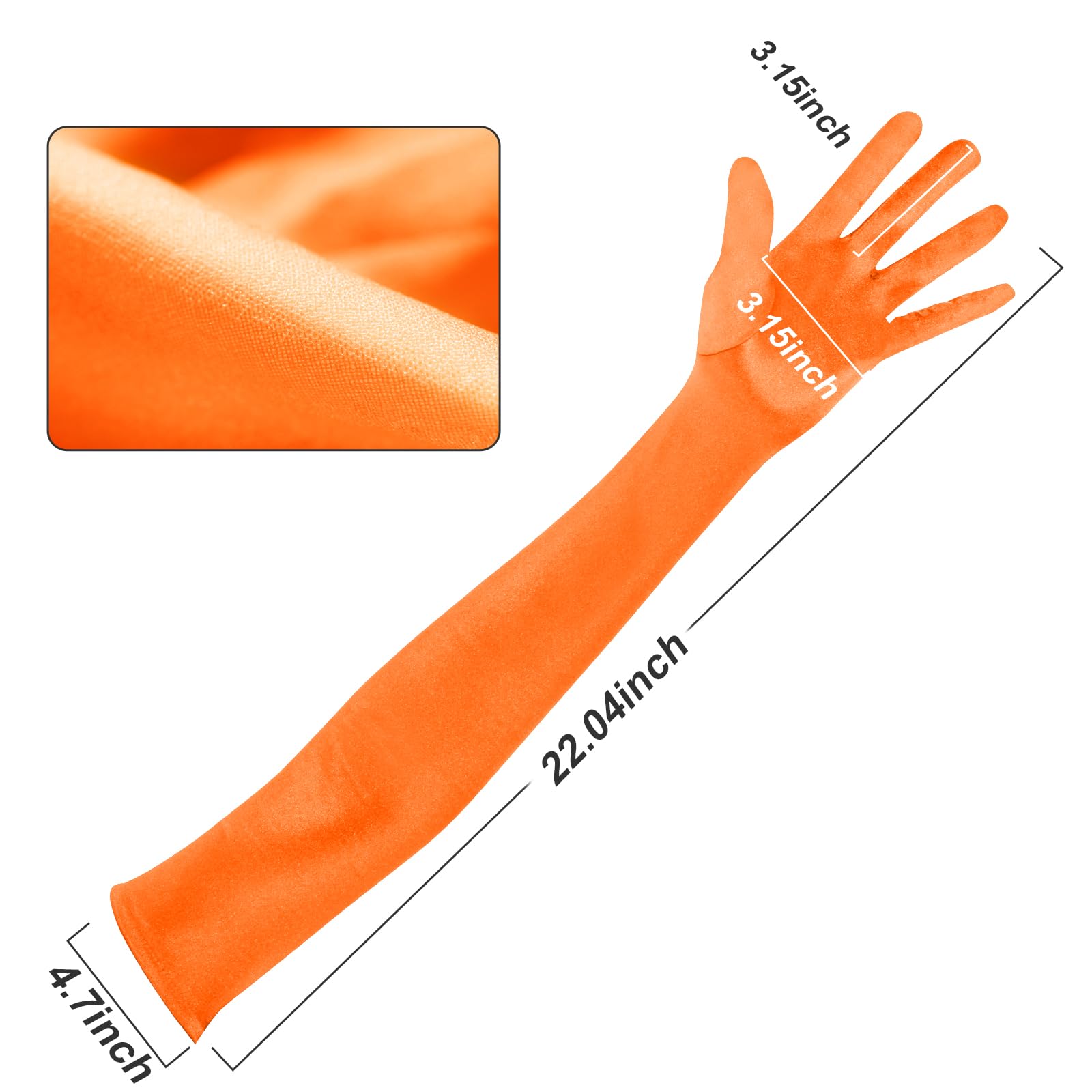 Lansian Long Opera Party Gloves for Women 1920s 20s Satin Gloves Costumes Elbow Length Bridal Evening Dress, 21 inches: Orange