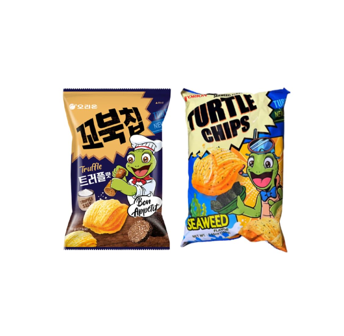 GenericOrion Turtle Chip Spicy Flavors Combination/Netflix Movie Night K-Snack Party Sets / 2024 New Flavors (Seaweed+Truffle Salt)
