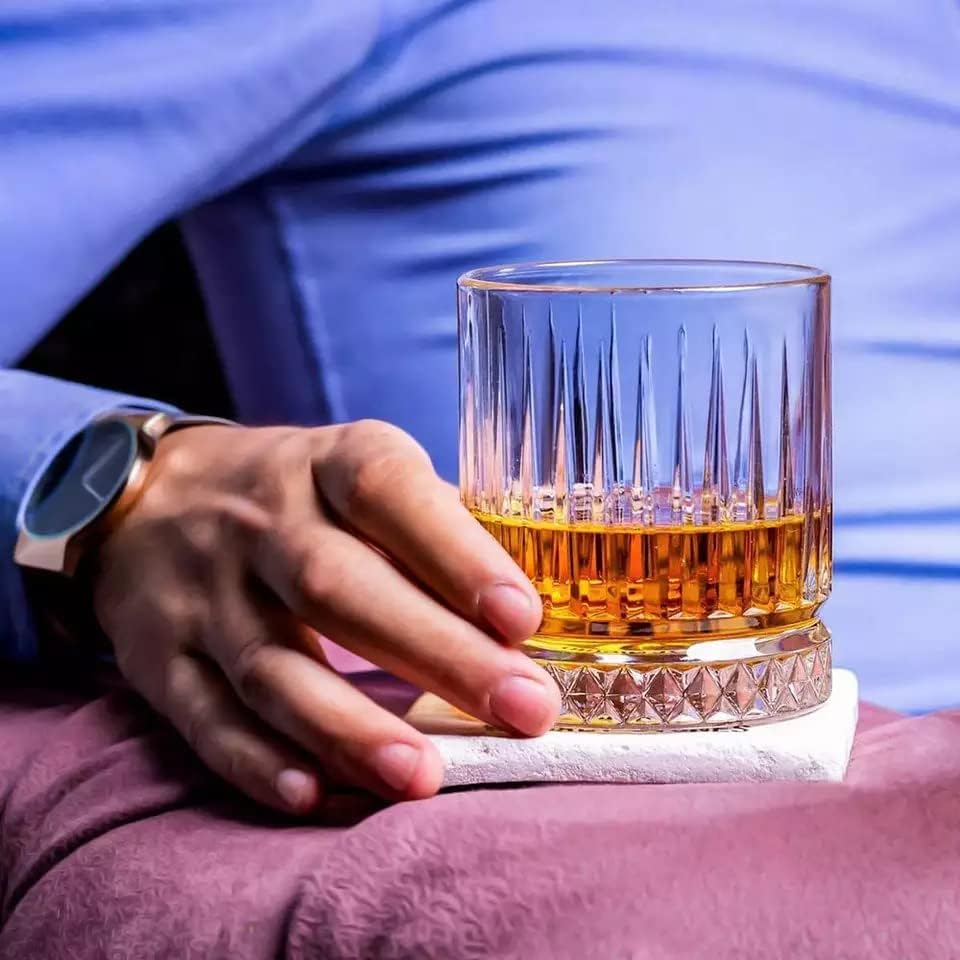 Italian Premium Crystal Whiskey Glasses Set of 12 | Crystal Clear Imported 300ML Scotch Glass | Old Fashioned Tumblers for Whisky Lovers (CHTK,12)