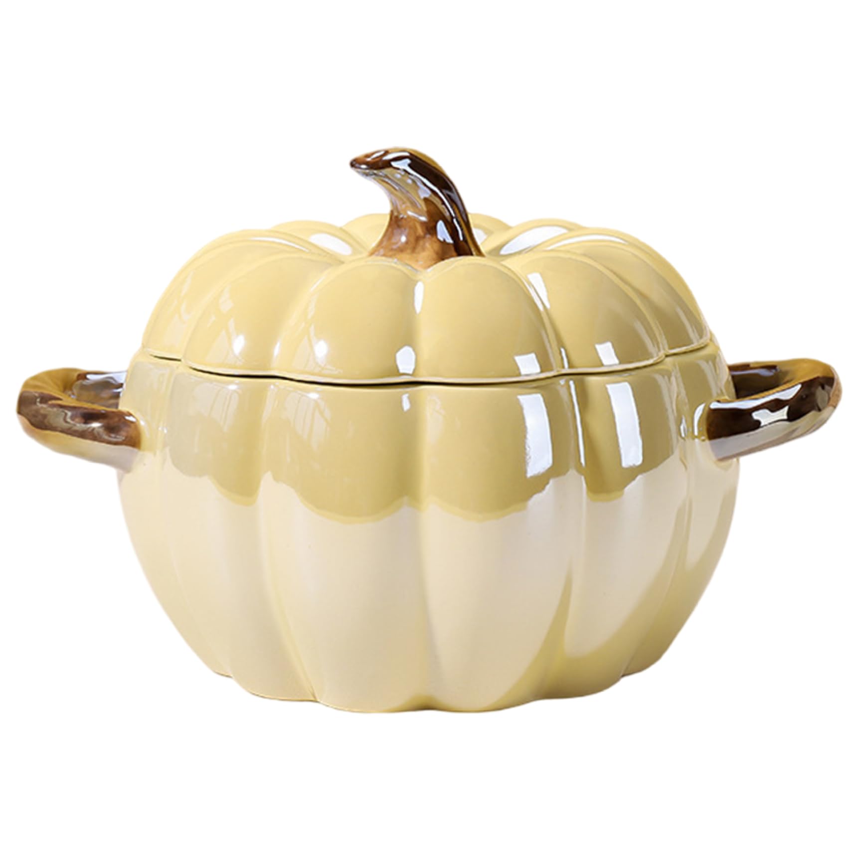 Bol de citrouille en céramique 1,8 L avec couvercle et double poignée pour soupes