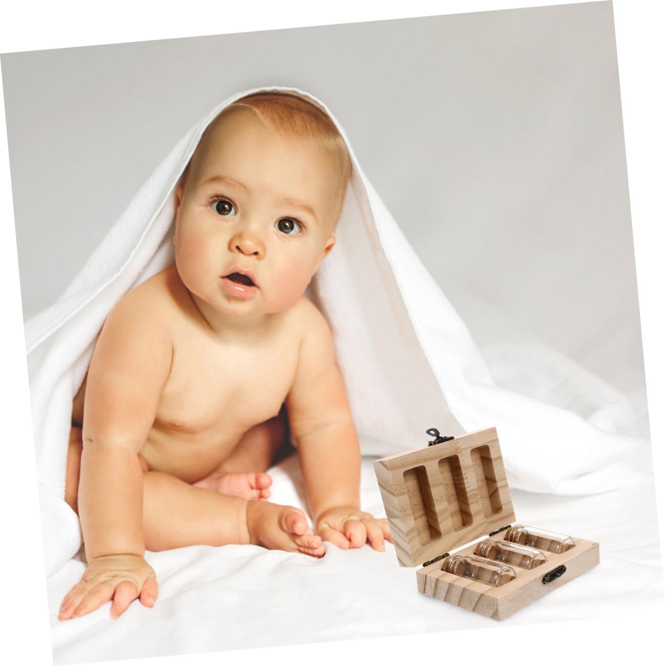 YARNOW Baby Hair and Tooth Keepsake Box Wooden Umbilical Cord Storage Container for Newborns 2-Piece Fetal Hair and Tooth Collection Set First Haircut Memorabilia