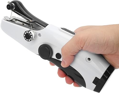 Yosoo Máquina de coser portátil de mano, mini máquina de coser eléctrica de doble aguja, para hacer manualidades u objetos pequeños en la vida