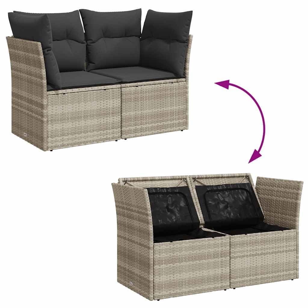 vidaXL Divano da Giardino con Cuscini 2 Posti Grigio Chiaro Polyrattan