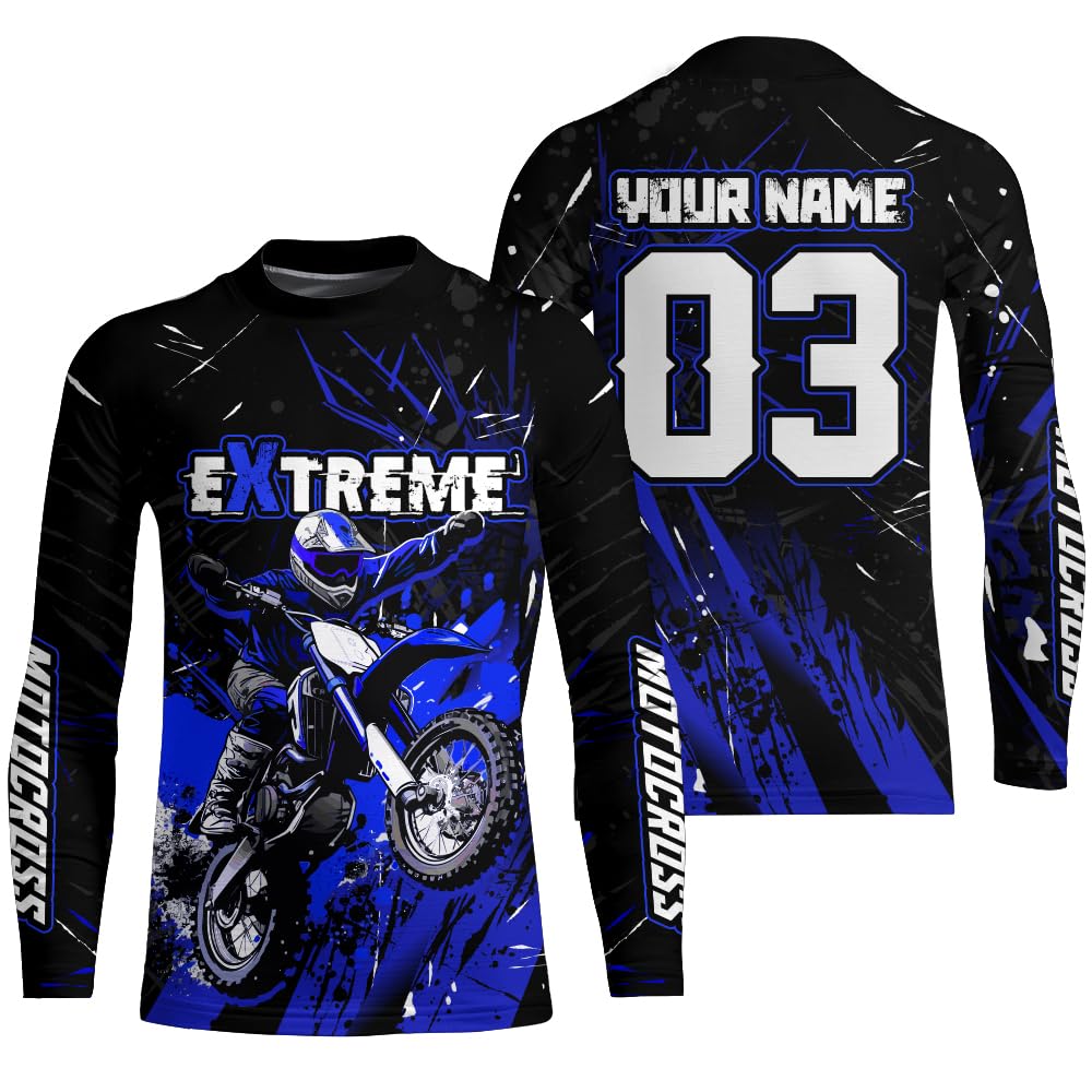 Motocross Shirt Dirt Bike Jersey for Men Kid Women Youth UPF30+ Custom Racing Jersey Extreme Sport Off-Road XM20 (Kid Jersey)