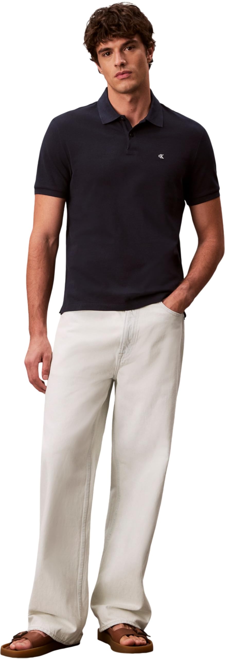 Calvin Klein Herren Poloshirt Kurzarm Monogram Pique aus Baumwolle