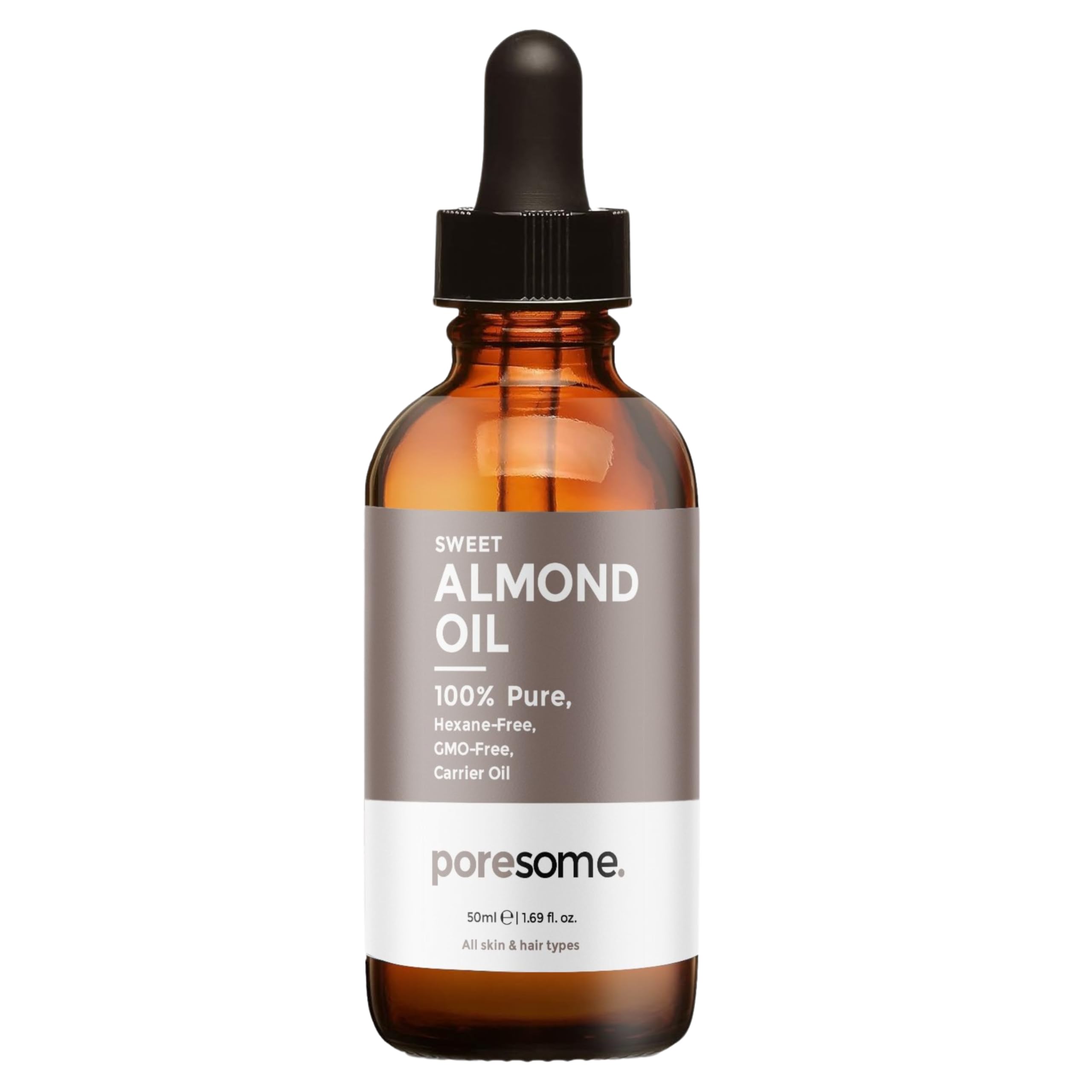 Poresome Sweet Almond Oil for Hair, Skin & Massage - 100% Pure, GMO Free, Hexane Free Carrier Oil - Vegan, Cruelty & Fragrance Free - UK Made - 50ml - Image 2
