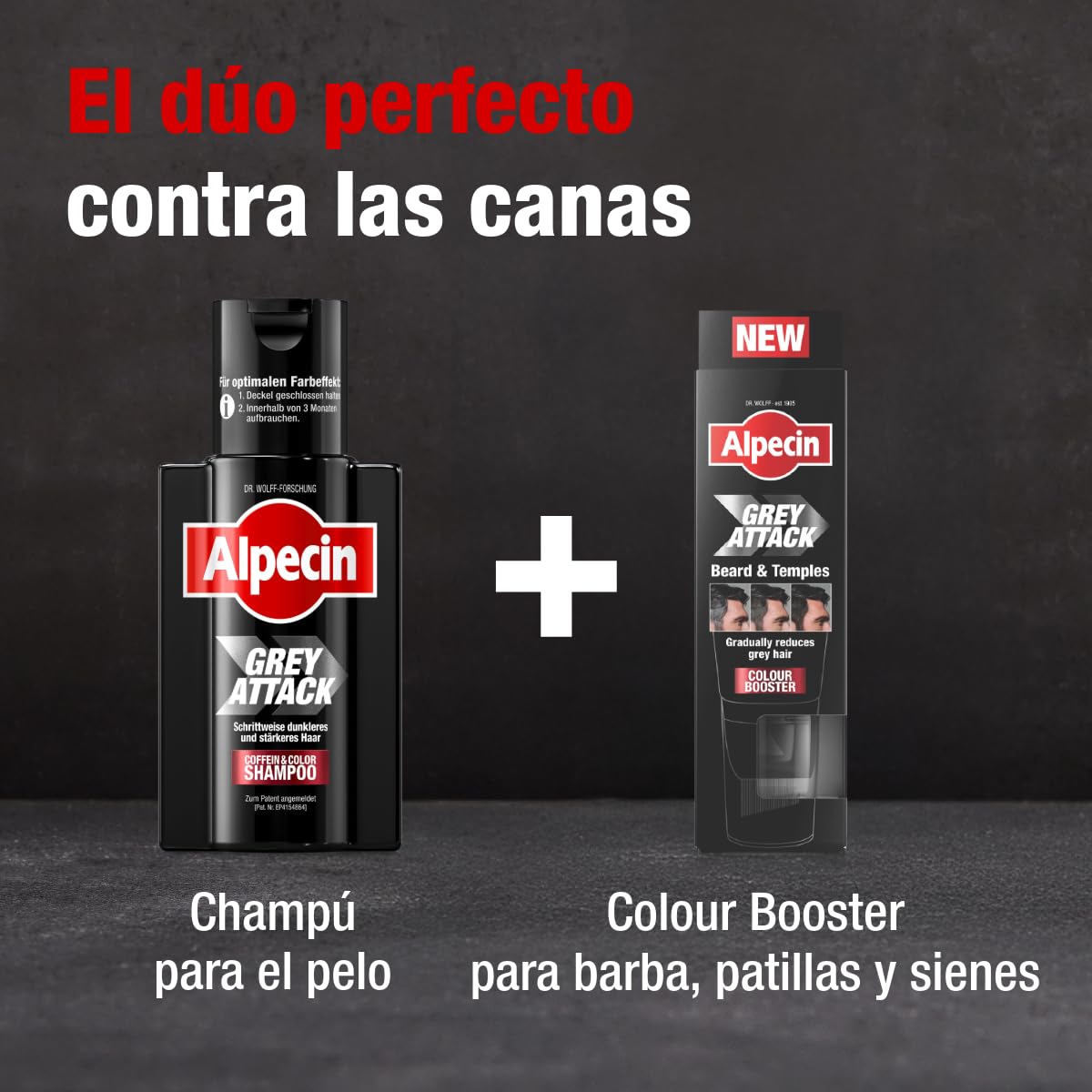 Alpecin Grey Attack Barba y Patillas Colour Booster 50 ml – Reduce gradualmente las canas con resultado natural sin efecto tinte para hombres