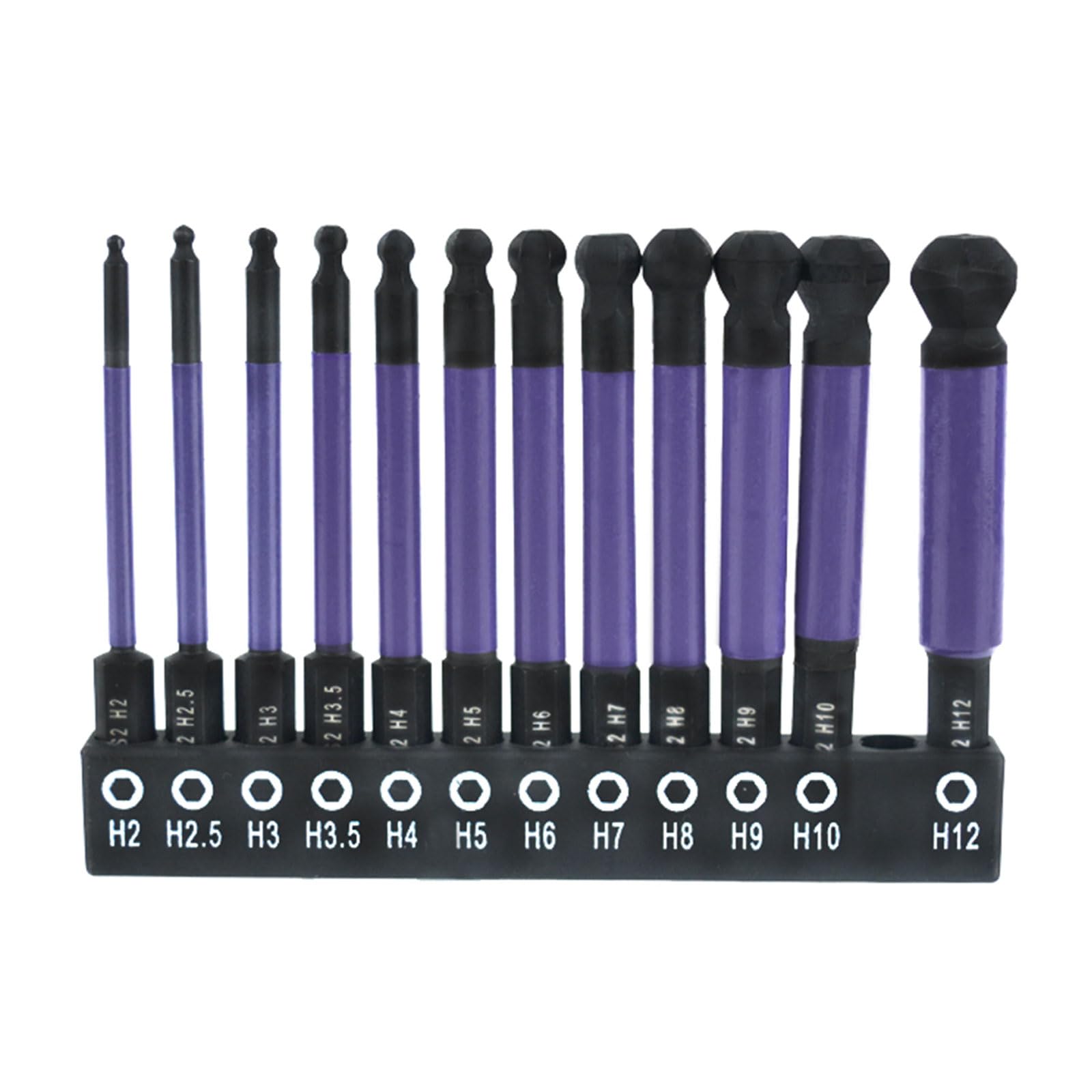 12Pcs Allen Wrenches Drill Bit Set Ball Head Screwdriver Bit Set 1 / 4inch Hexagonal Shank Hexagonal Maintenance Tool Steel