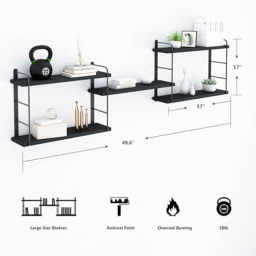 Miniatura 3 de Estantes de pared, estanterías montadas en la pared, estantes flotantes de bricolaje para pared, estantes colgantes de madera para habitación,