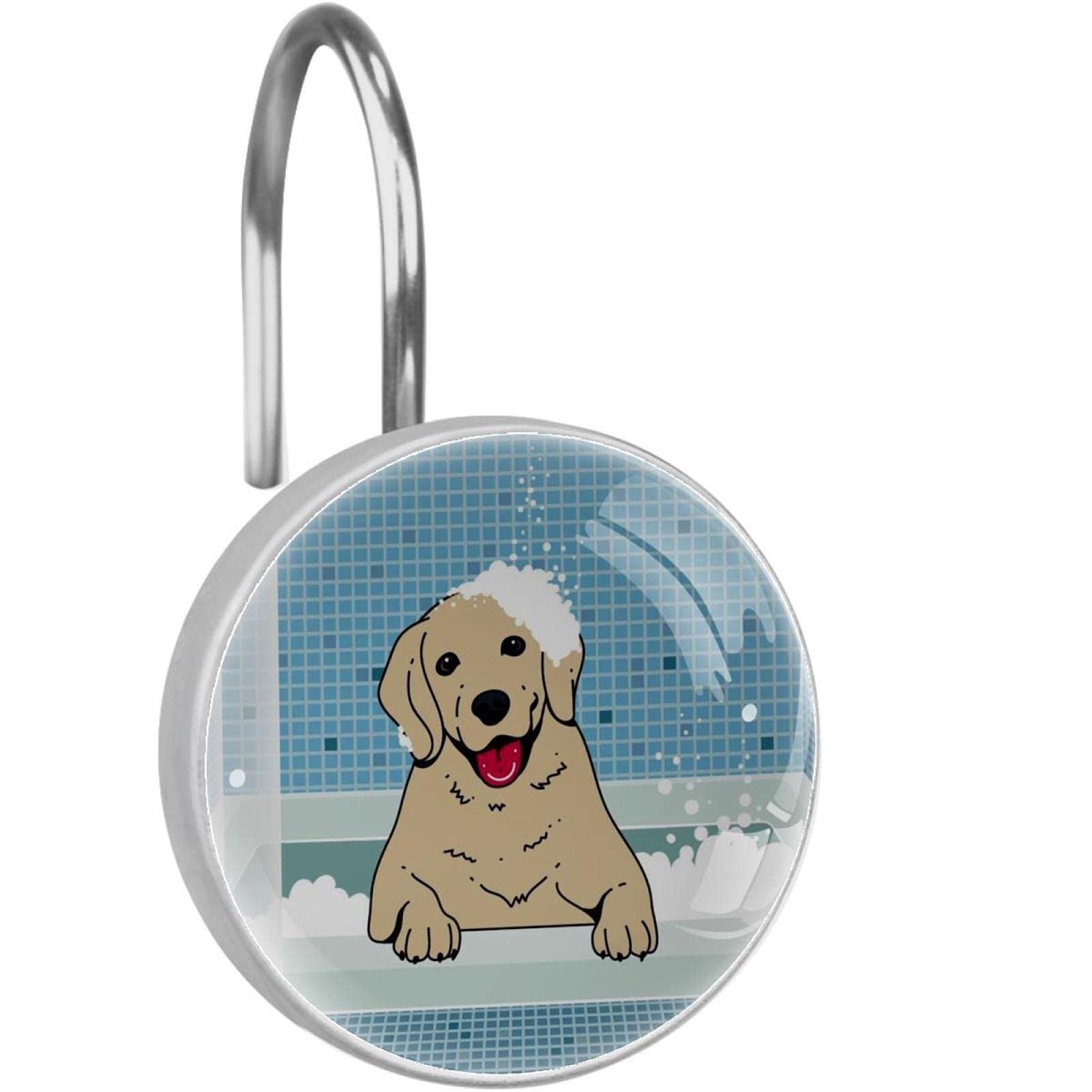 Crochets pour rideau de douche en acier inoxydable haut de gamme au design chien sculpté