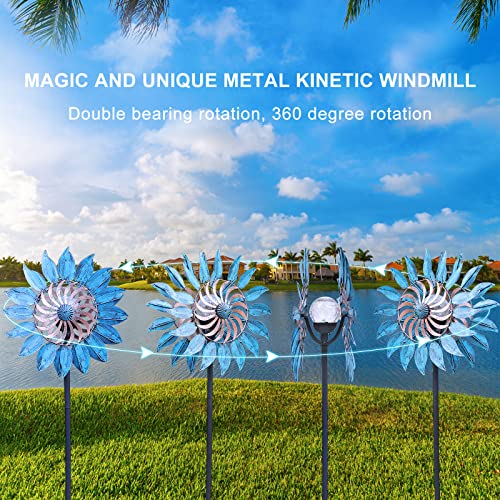 Xingtong 75In Solar Wind Spinner - Wind Spinners For Yard And Garden Multi-Color Led Lighting Solar Powered Glass Ball With Kinetic Metal Sculpture For Outdoor Yard Lawn & Garden Christmas Holiday #TOP3