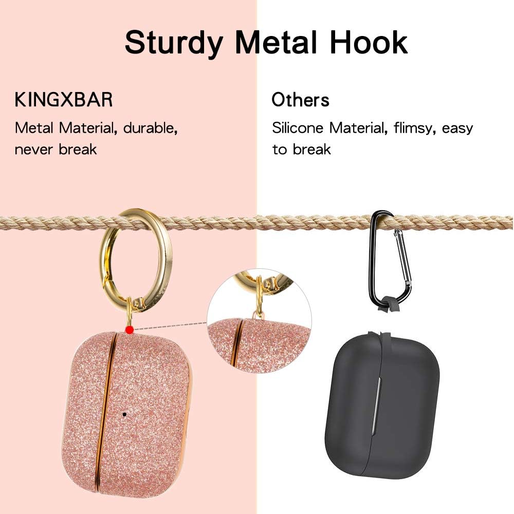 Special KINGXBAR AirPods Pro Case Cover Cute Bling Glitter Luxury Leather with Gold-Plated Frame Protective Hard Skin Cases with Keychain Accessories for Apple AirPods Pro (2019) Rose Gold for Women Girls Discount KINGXBAR AirPods Pro Case Cover Cute Bling Glitter Luxury Leather with Gold-Plated Frame Protective Hard Skin Cases with Keychain Accessories for Apple AirPods Pro (2019) Rose Gold for Women Girls